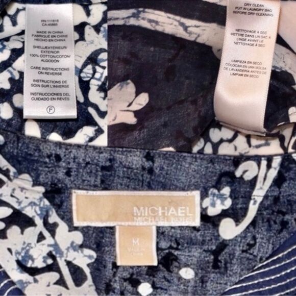 MICHAEL Michael KORS Top Navy Paisley Floral Print Cutout Lace-up Tunic Size M - Picture 2 of 13